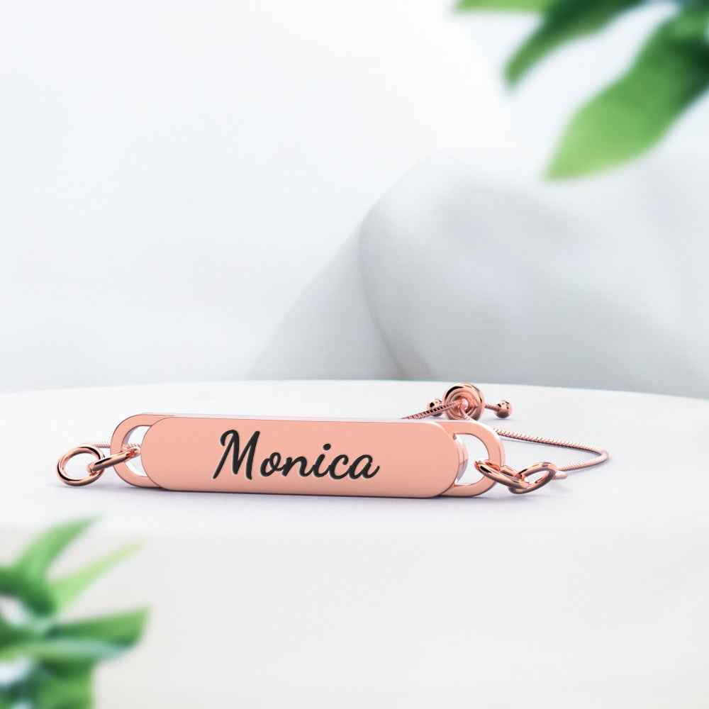 Custom Engraved Bar Bracelet - Length Adjustable