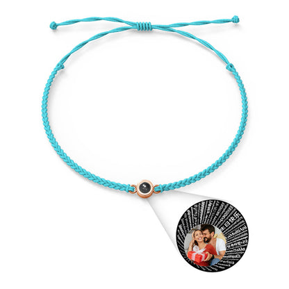 Personalised Photo Projection Charm Bracelet | I Love You in 100 Languages | Custom Birthday Gift