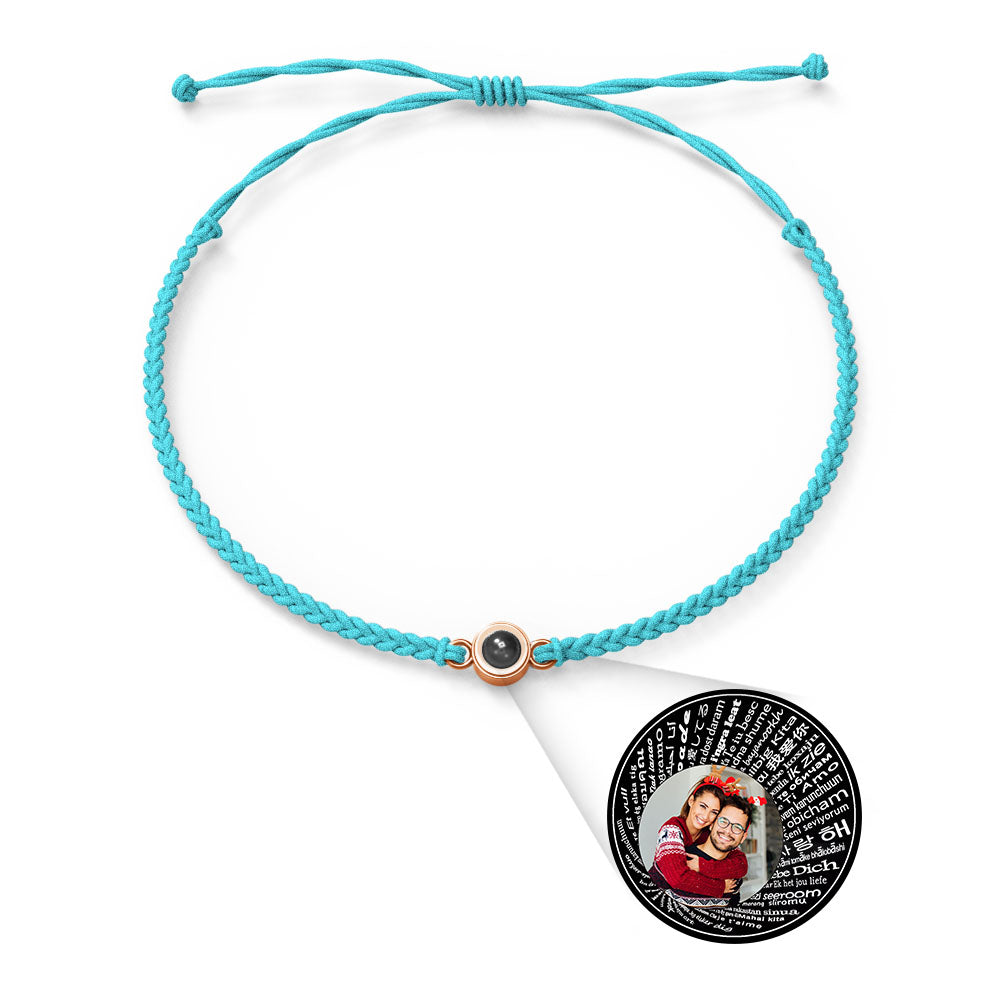 Personalised Photo Projection Charm Bracelet | I Love You in 100 Languages | Custom Birthday Gift