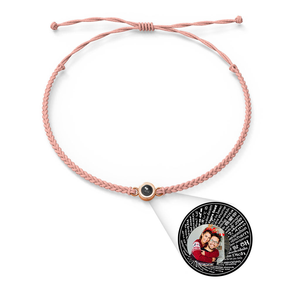 Personalised Photo Projection Charm Bracelet | I Love You in 100 Languages | Custom Birthday Gift