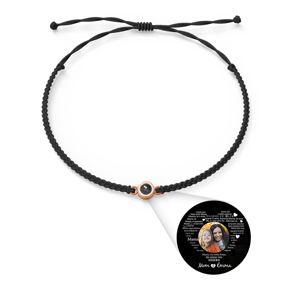 Personalised Photo Projection Charm Bracelet | I Love You in 100 Languages | Custom Birthday Gift