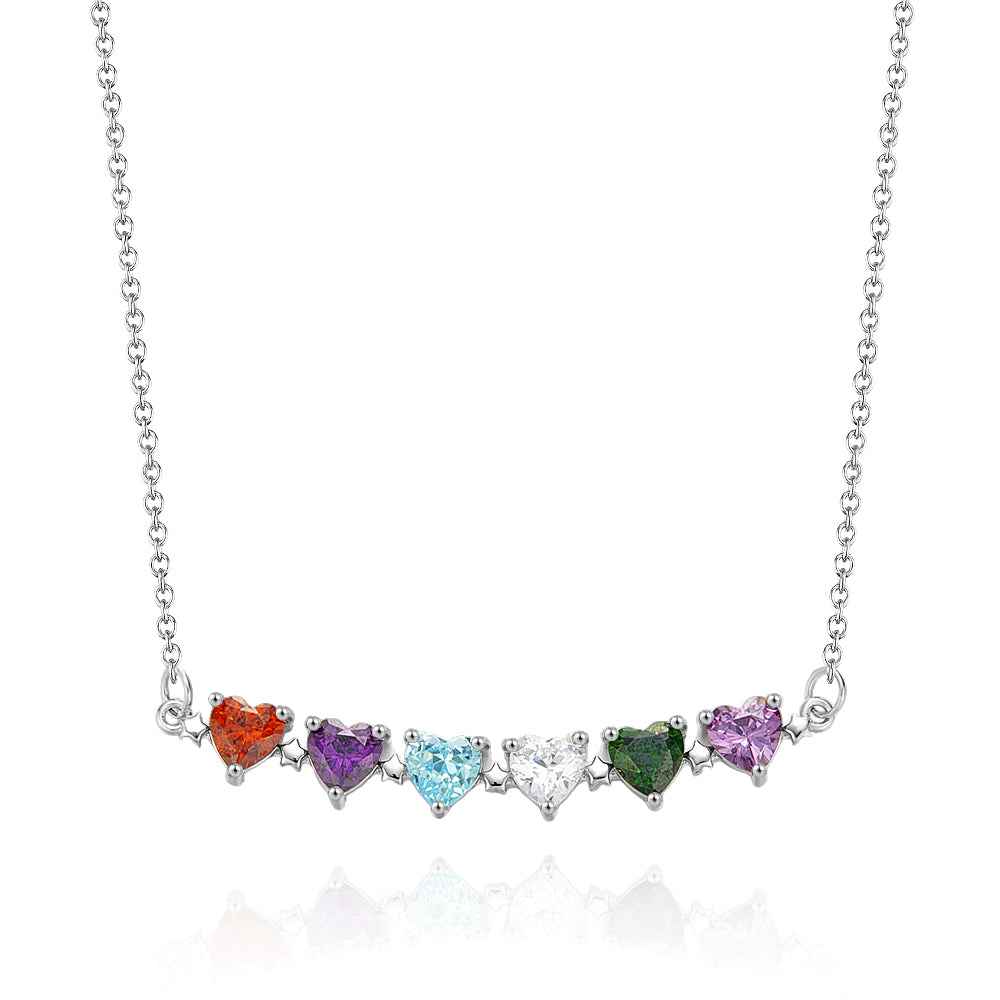 Personalized Heart-Shaped Birthstone Necklace Anniversary Birthday Gift for Her