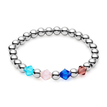 Personalised 1-12 Birthstone Family Bracelet | Elastic Beaded Gift for Women
