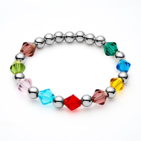 Personalised 1-12 Birthstone Family Bracelet | Elastic Beaded Gift for Women