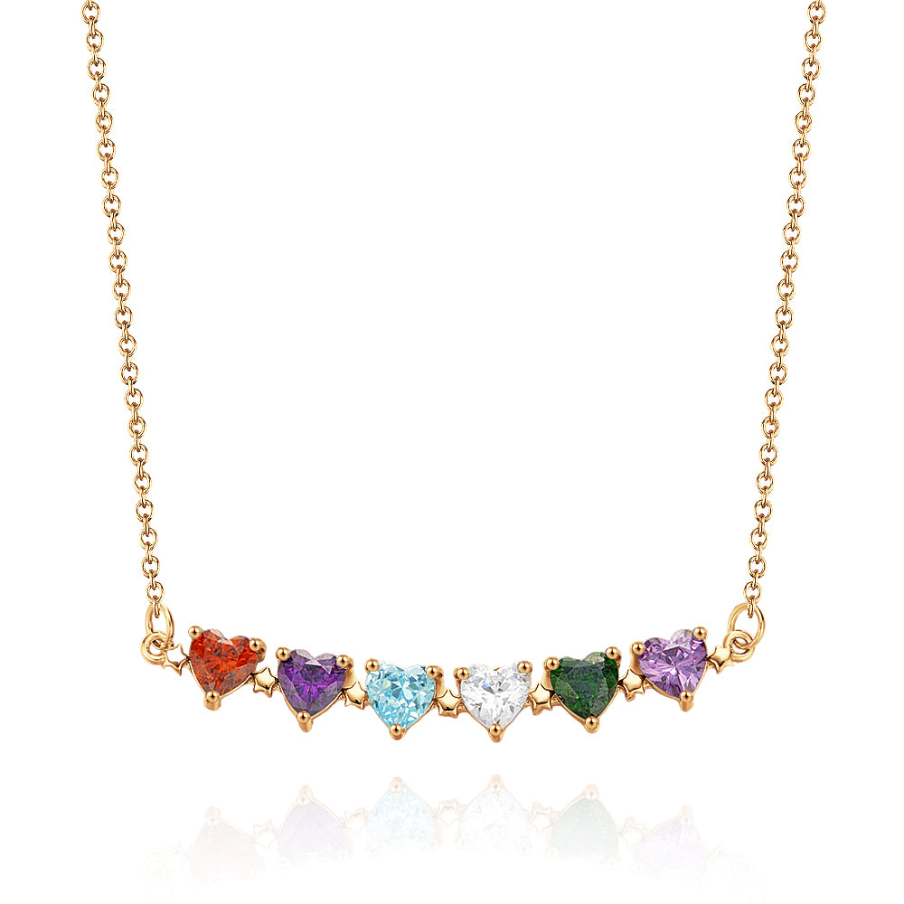 Personalised Heart Birthstone Necklace | Custom Anniversary & Birthday Gift