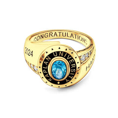 Personalised Birthstone Graduation Ring for Class of 2024 | Engraved Gift