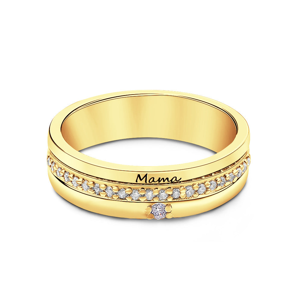 Personalised Birthstone Ring with Engraved Text | Custom Anniversary & Birthday Gift