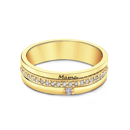 Personalised Birthstone Ring with Engraved Text | Custom Anniversary & Birthday Gift