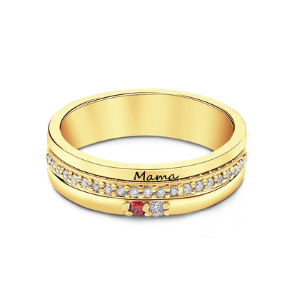Personalised Birthstone Ring with Engraved Text | Custom Anniversary & Birthday Gift