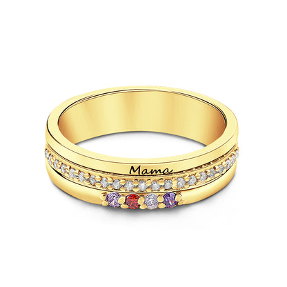 Personalised Birthstone Ring with Engraved Text | Custom Anniversary & Birthday Gift
