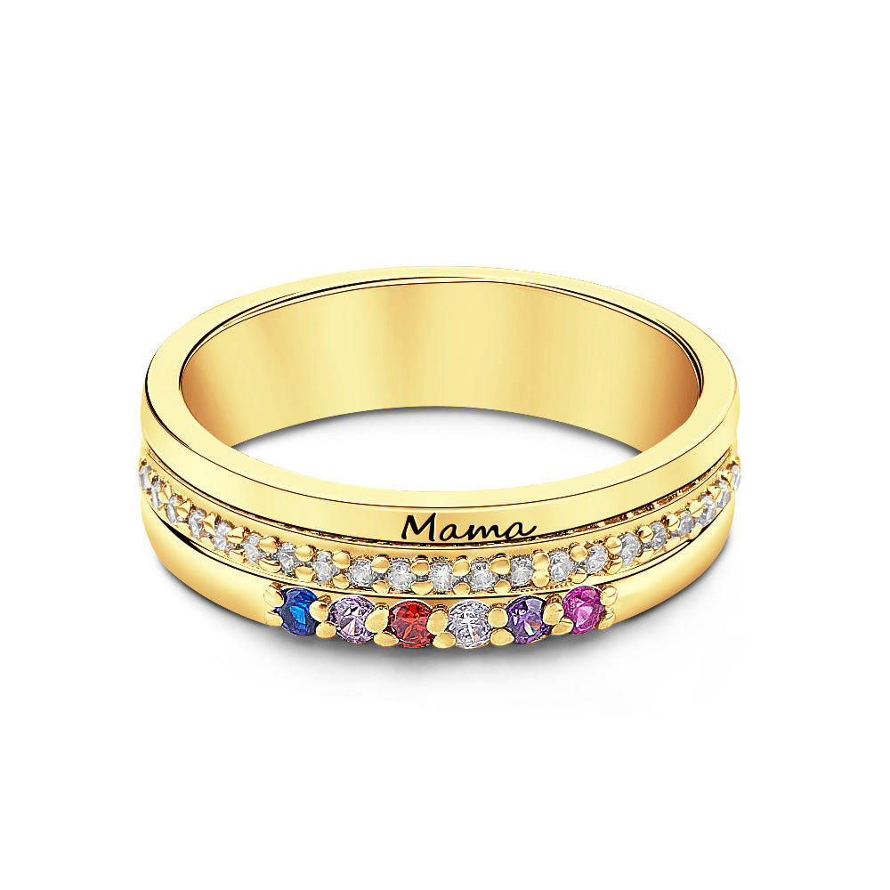 Personalised Birthstone Ring with Engraved Text | Custom Anniversary & Birthday Gift