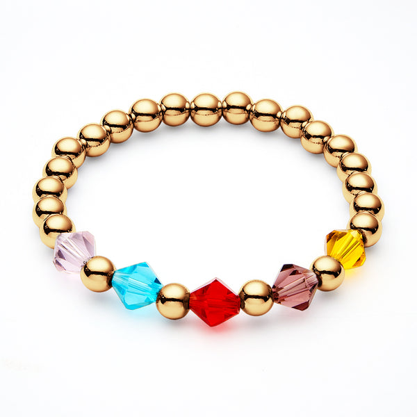 Personalised 1-12 Birthstone Family Bracelet | Elastic Beaded Gift for Women