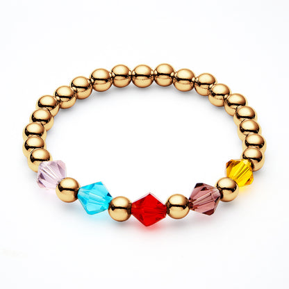 Personalised 1-12 Birthstone Family Bracelet | Elastic Beaded Gift for Women