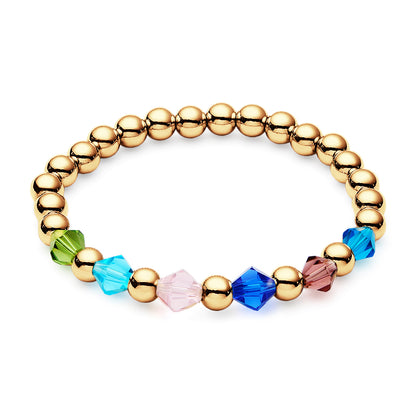 Personalised 1-12 Birthstone Family Bracelet | Elastic Beaded Gift for Women