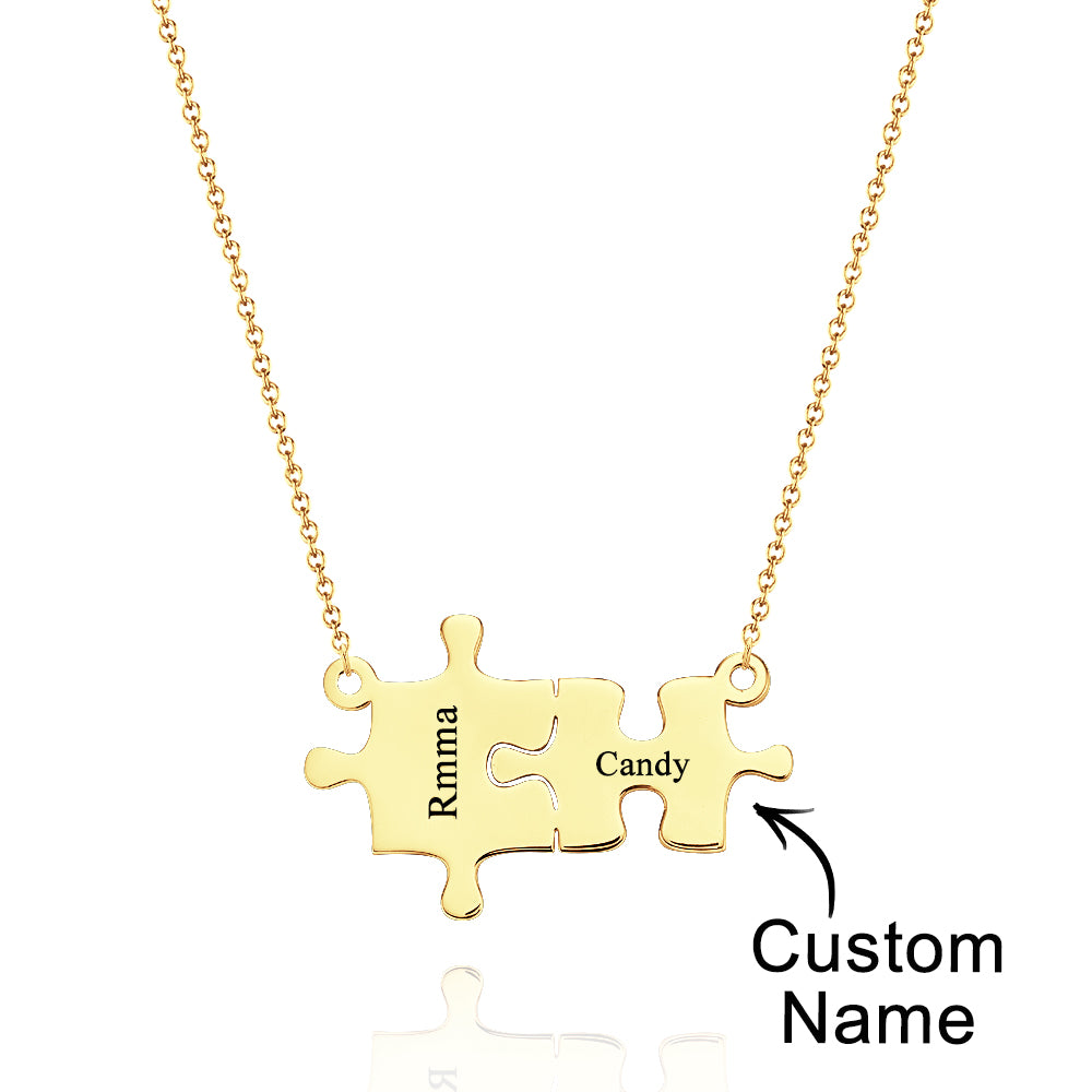 Personalised Name Puzzle Necklace - Custom Engraved Jewellery Gift for Her