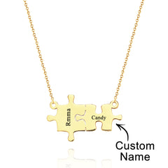 Personalised Name Puzzle Necklace - Custom Engraved Jewellery Gift for Her