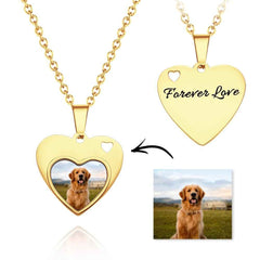 Custom Photo Engraved Necklace Heart Pet Gifts
