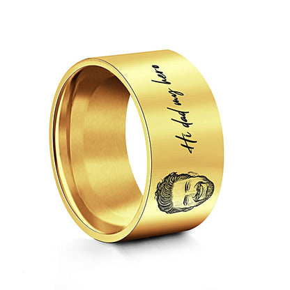 Personalised Men's Photo Ring with Engraving - Custom Father's Day Gift