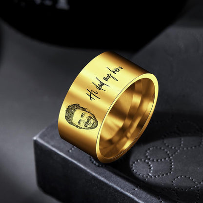 Personalised Men's Photo Ring with Engraving - Custom Father's Day Gift