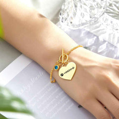 Custom Music Code Heart Bracelet with Birthstone Creative Gift for Women