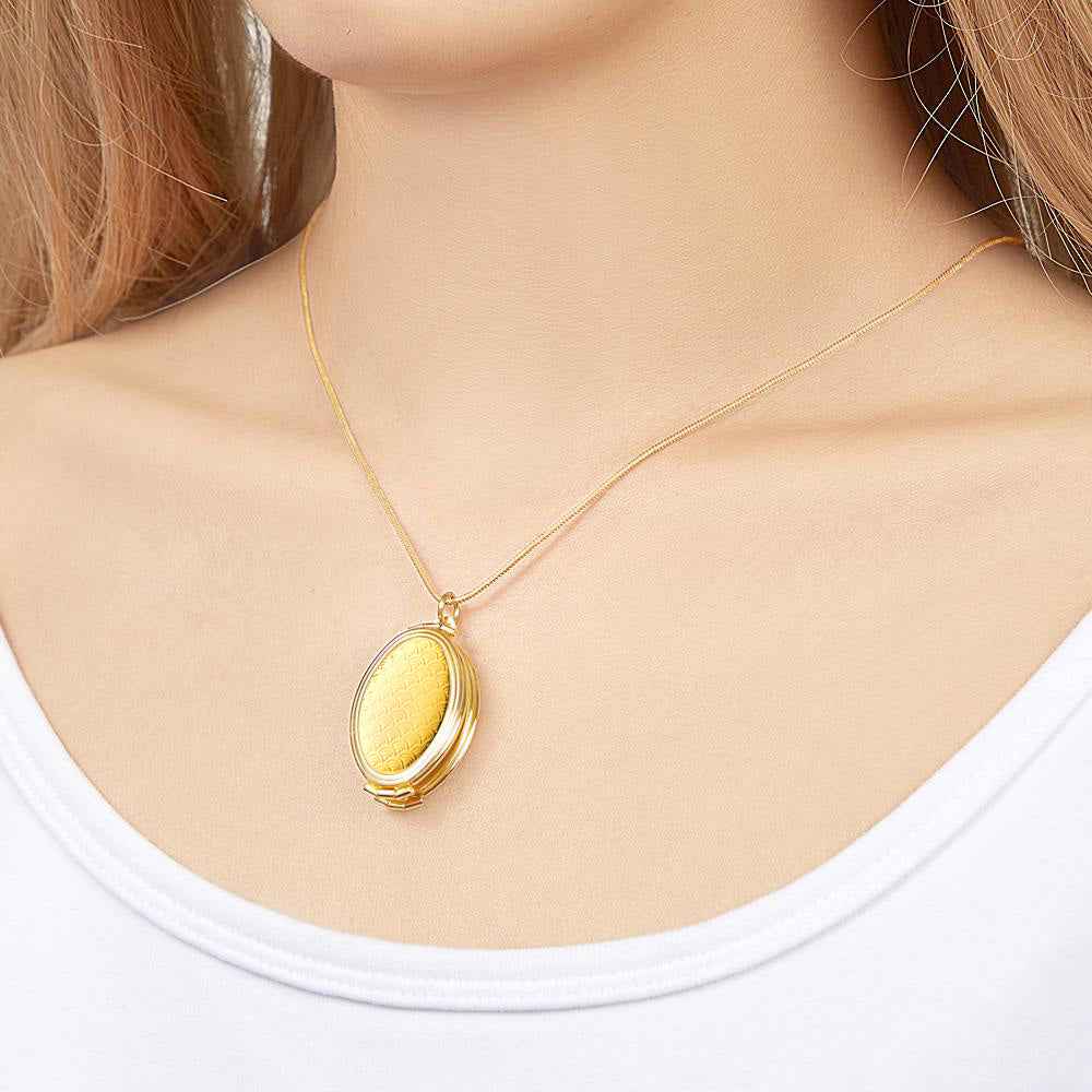 Custom Photo Necklace Container Oval Locket Pendant Necklace Gift for Women