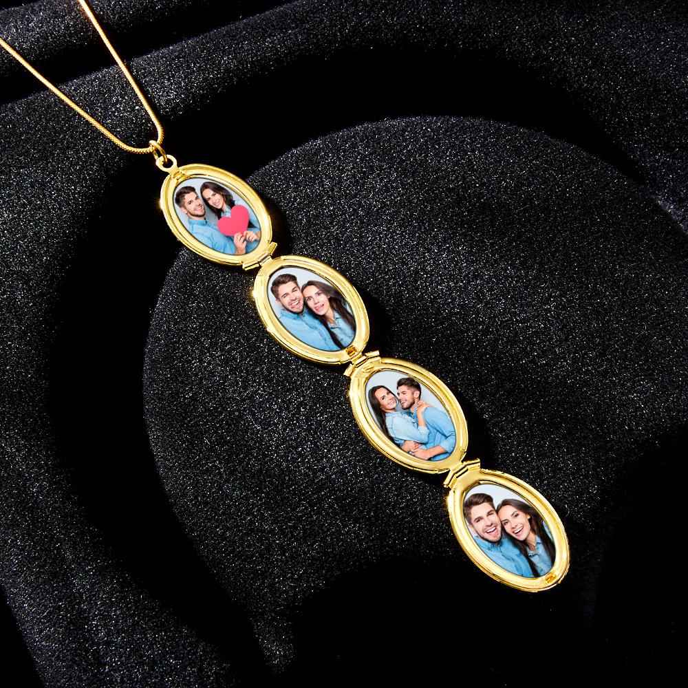 Custom Photo Necklace Container Oval Locket Pendant Necklace Gift for Women