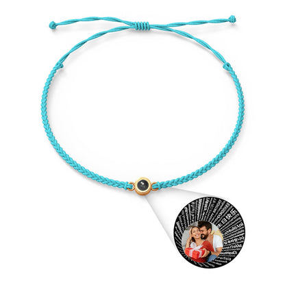 Personalised Photo Projection Charm Bracelet | I Love You in 100 Languages | Custom Birthday Gift
