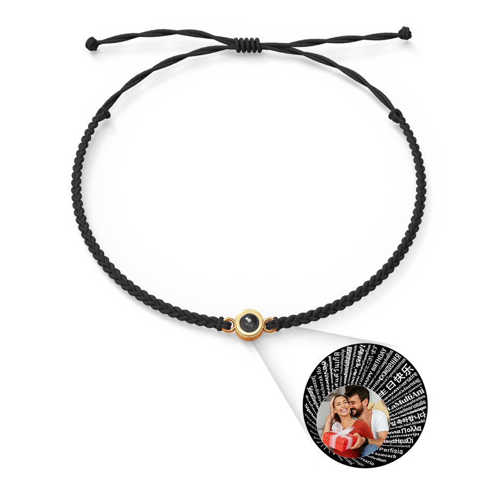 Personalised Photo Projection Charm Bracelet | I Love You in 100 Languages | Custom Birthday Gift