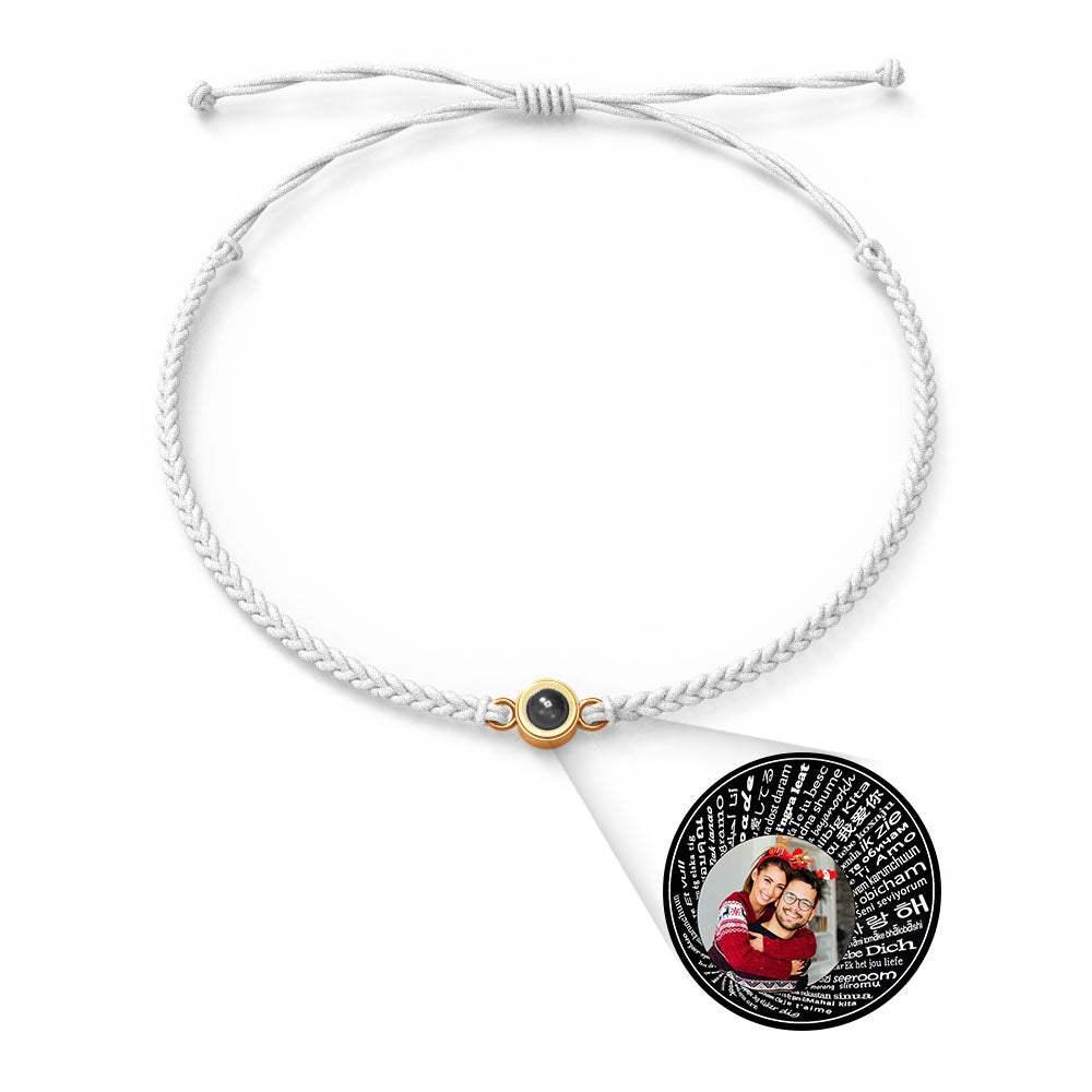 Personalised Photo Projection Charm Bracelet | I Love You in 100 Languages | Custom Birthday Gift