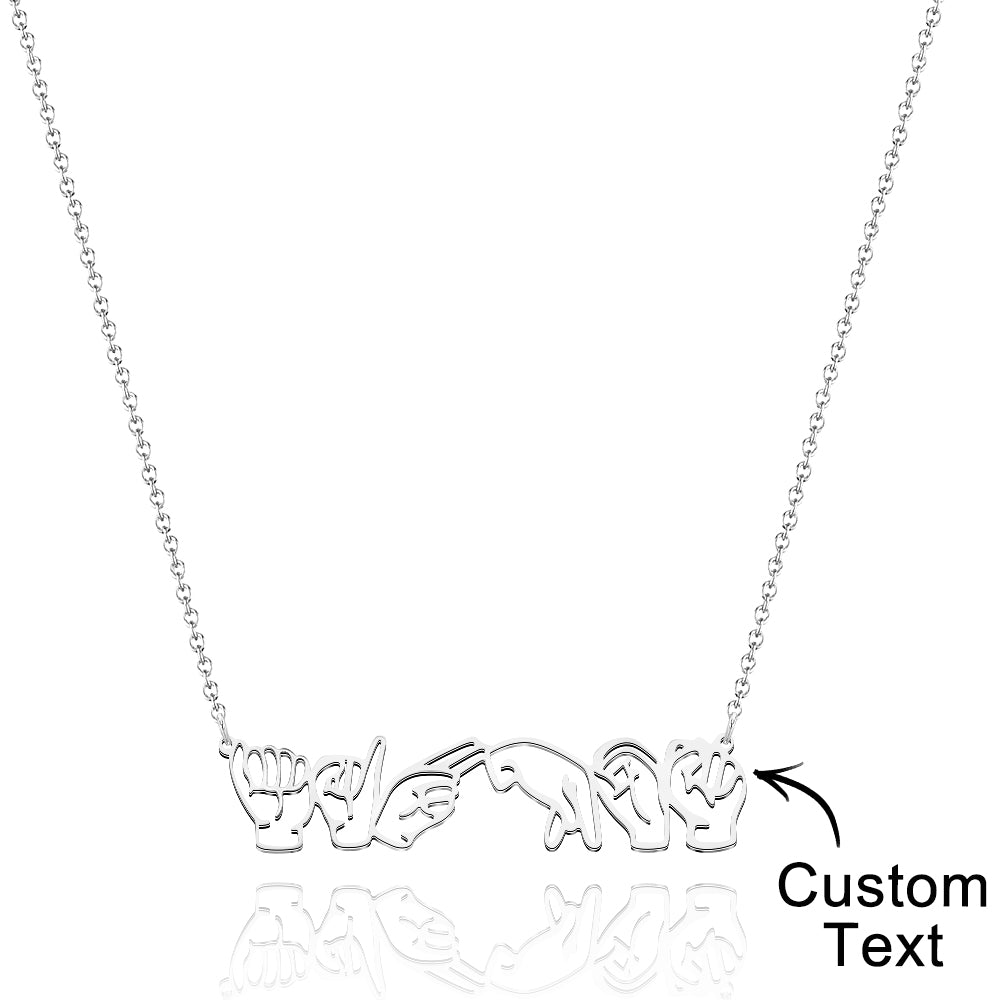 Personalised ASL Necklace - Custom Sign Language Jewelry Gift for Hearing Impairment