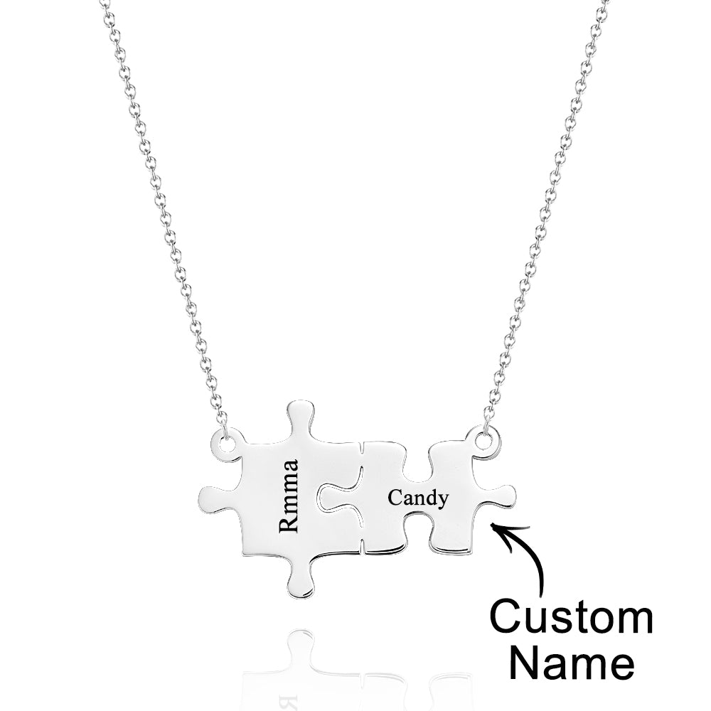 Personalised Name Puzzle Necklace - Custom Engraved Jewellery Gift for Her