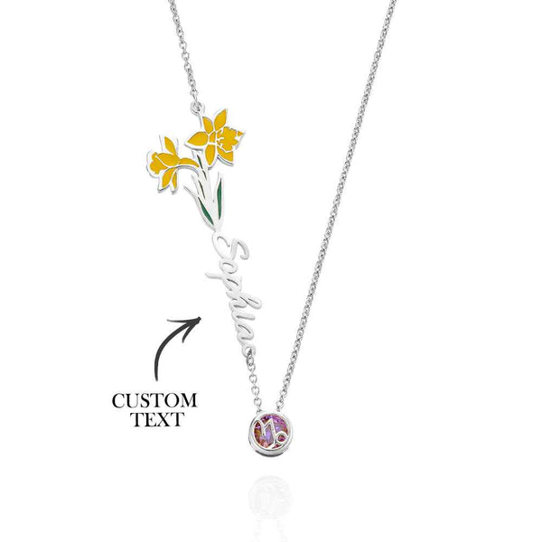 Personalized Birth Flower & Star Sign Name Necklace - Ideal Wedding Gift Birthday Gift