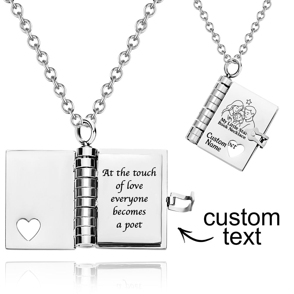 Personalised My Little Star Book Necklace - Engraved Message Locket for Daughter