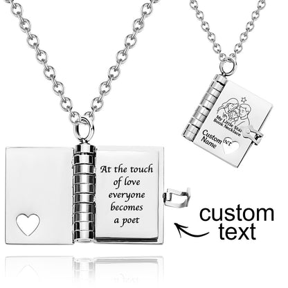 Personalised My Little Star Book Necklace - Engraved Message Locket for Daughter