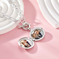 Personalized Photo Elegant Necklace Engraved Pendant Chain Necklace for Her