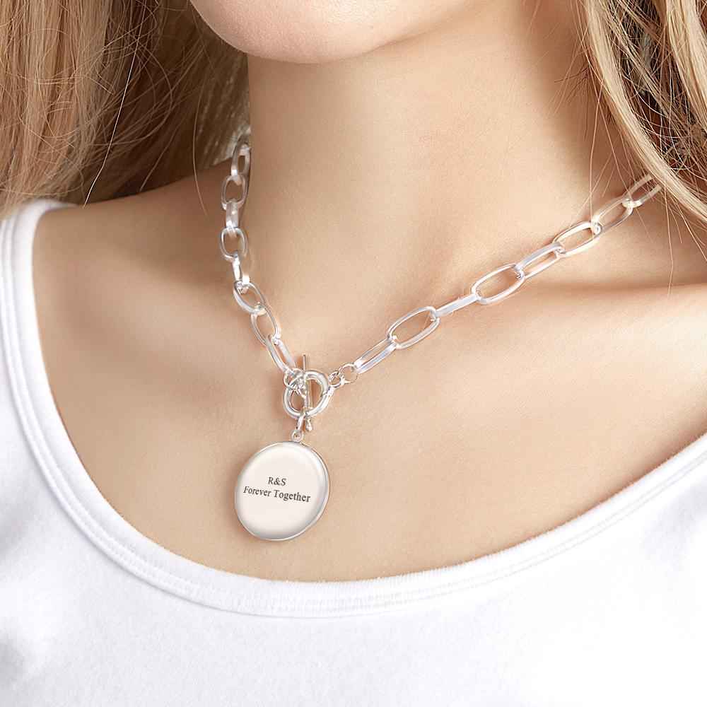 Personalized Photo Elegant Necklace Engraved Pendant Chain Necklace for Her