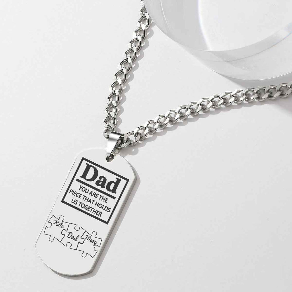 Father's Day Puzzle Gifts Men's Necklace Engraved Necklace You Are The Piece That Holds Us Together