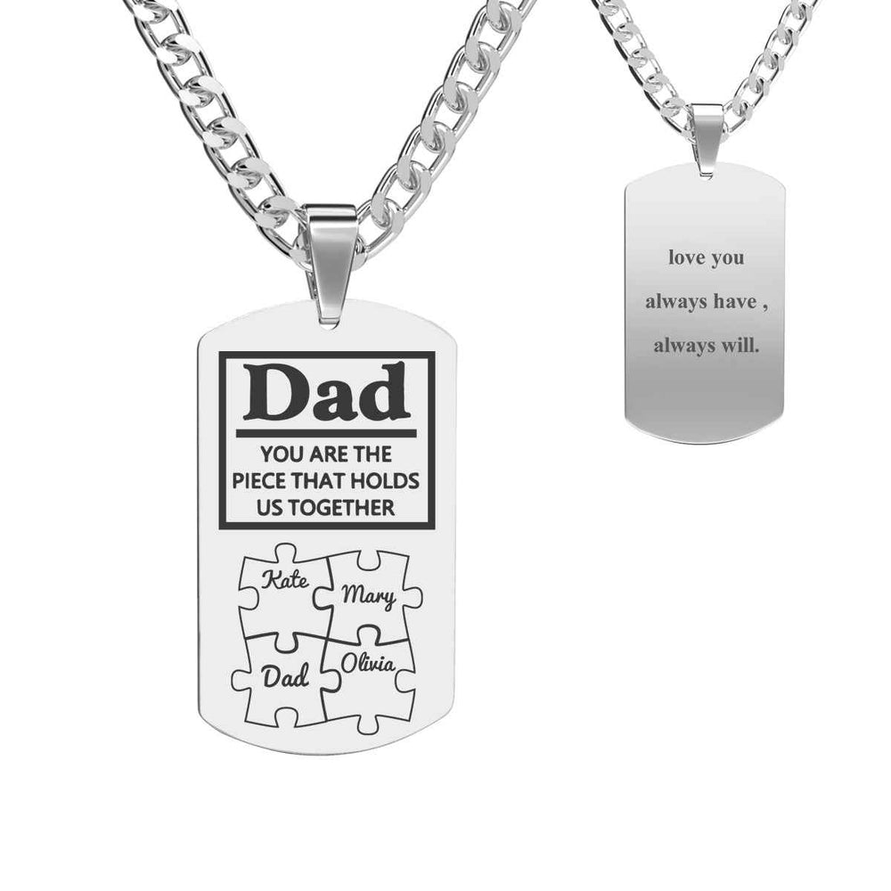 Father's Day Puzzle Gifts Men's Necklace Engraved Necklace You Are The Piece That Holds Us Together