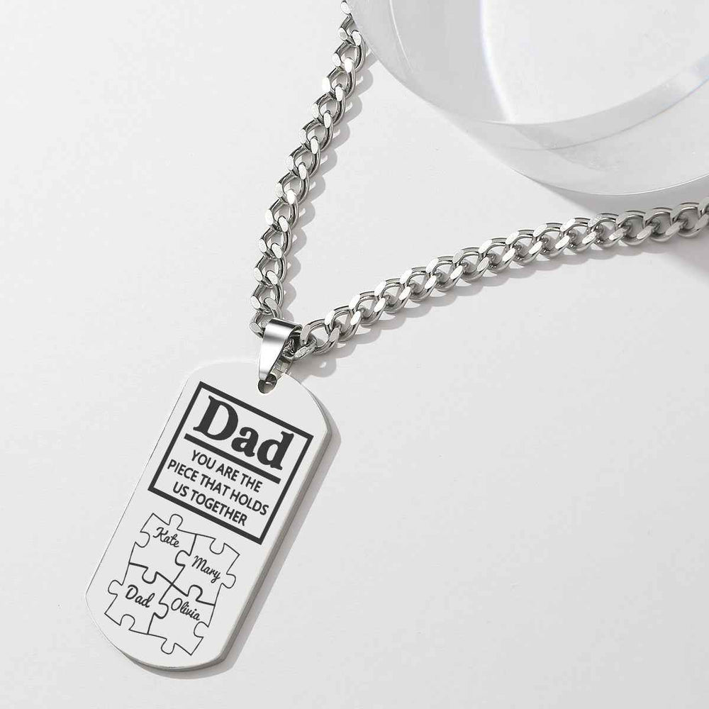 Father's Day Puzzle Gifts Men's Necklace Engraved Necklace You Are The Piece That Holds Us Together
