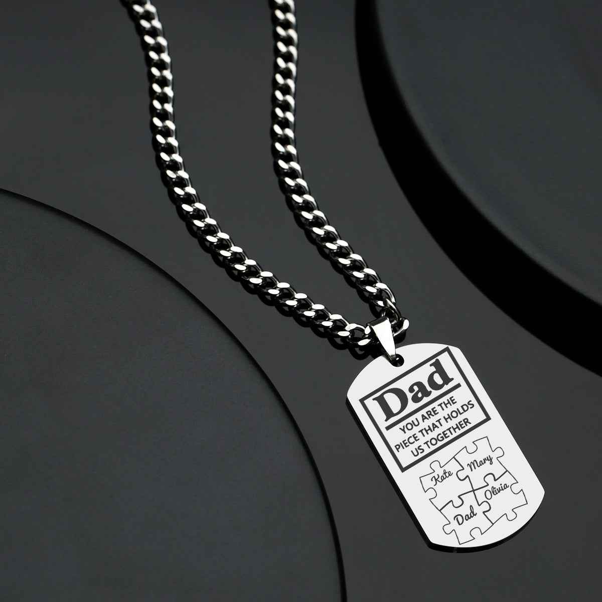 Father's Day Puzzle Gifts Men's Necklace Engraved Necklace You Are The Piece That Holds Us Together