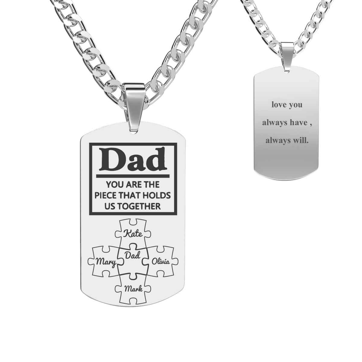 Father's Day Puzzle Gifts Men's Necklace Engraved Necklace You Are The Piece That Holds Us Together