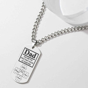 Father's Day Puzzle Gifts Men's Necklace Engraved Necklace You Are The Piece That Holds Us Together