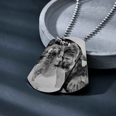 Custom Double Dog Tag Necklace Personalised Jewellery for Men's Wedding Gift