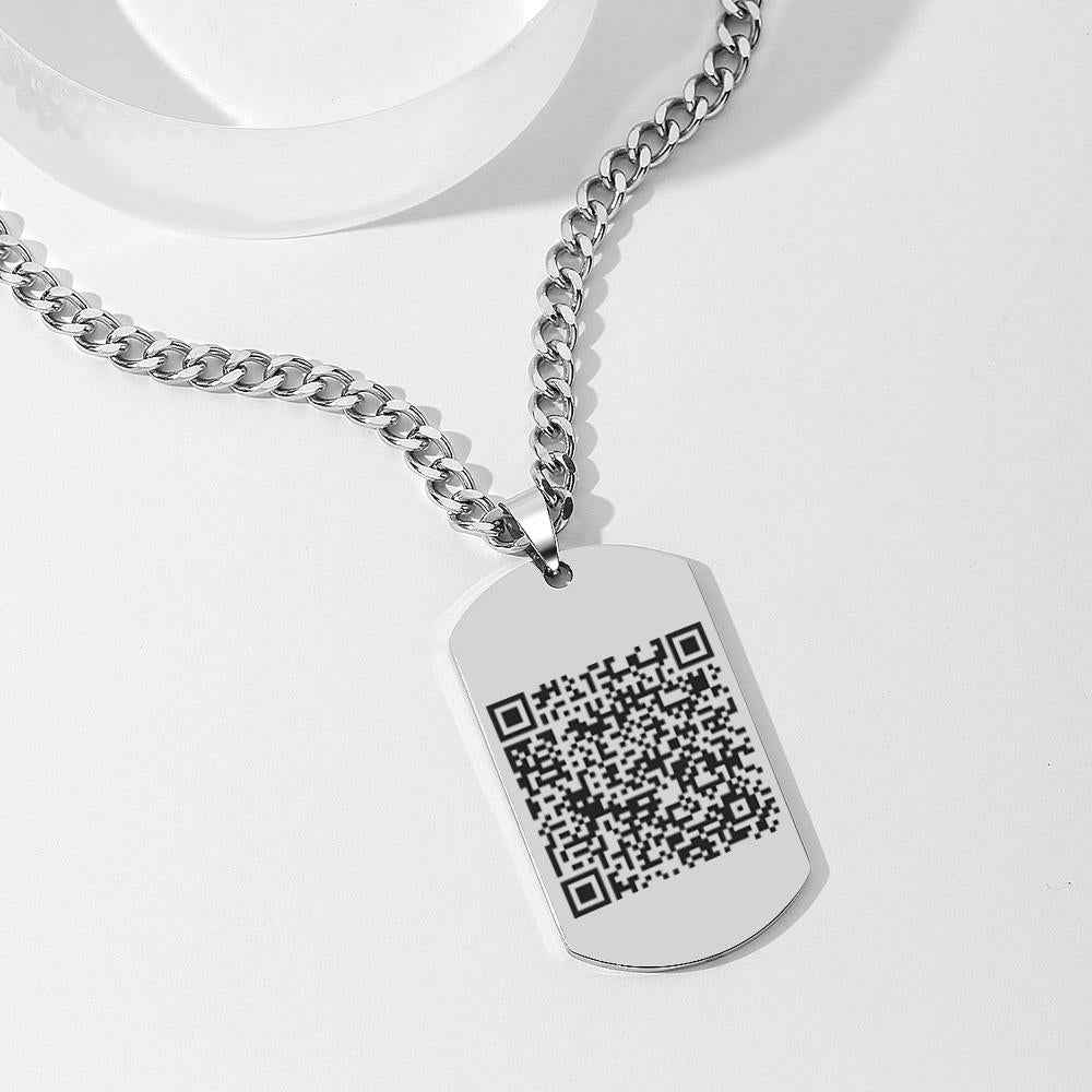Customized Photo Men's Jewelry Engraved QR Code Necklace
