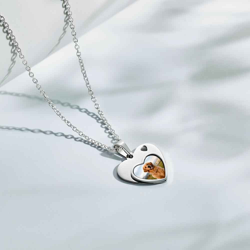 Custom Photo Engraved Necklace Heart Pet Gifts