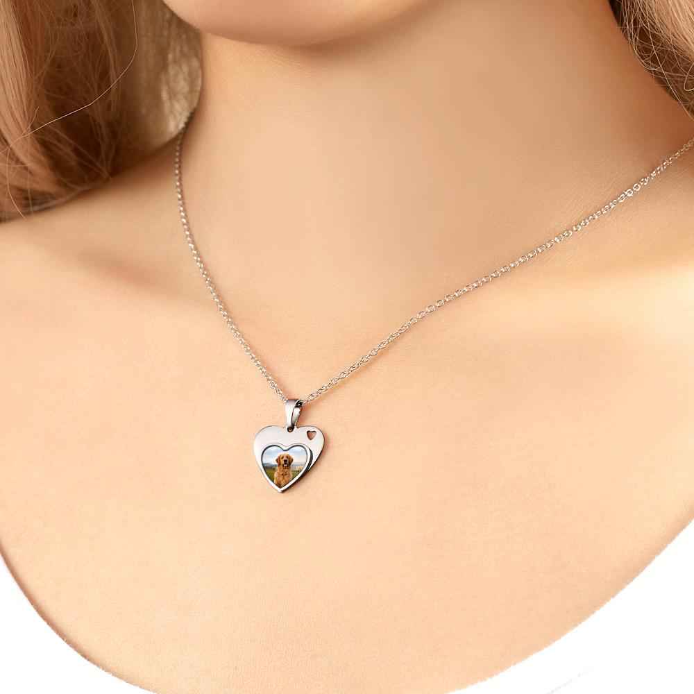 Custom Photo Engraved Necklace Heart Pet Gifts