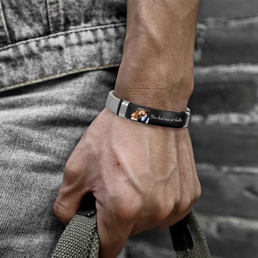 Custom Photo Bracelets Engraved Stainless Steel Bracelet Gifts for Couple