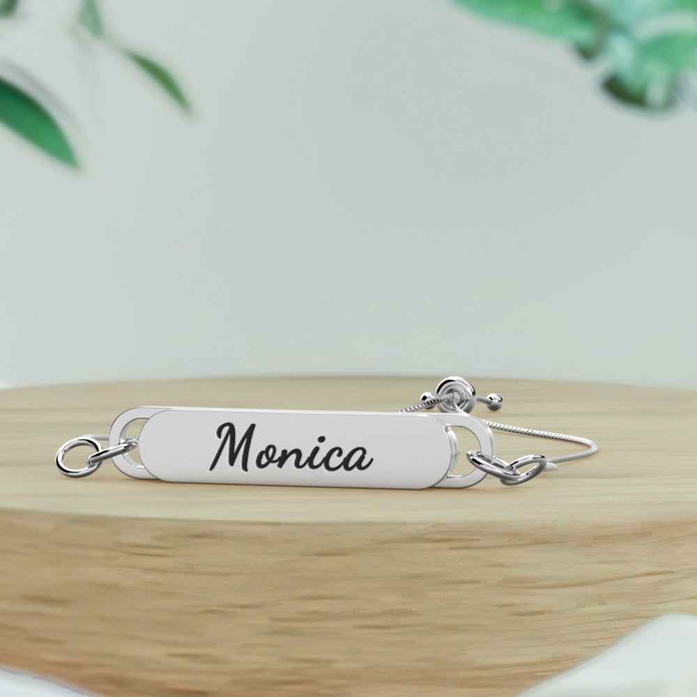 Custom Engraved Bar Bracelet - Length Adjustable