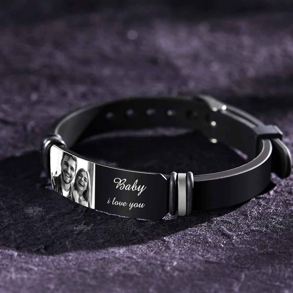 Custom Photo Engraved Bracelet Commemorate Men's Gifts