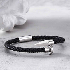 Engraved Leather Nail Bracelet Personalized Vintage Rope Bracelet Gifts For Him